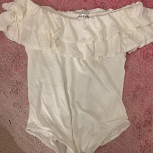 Off shoulder white bodysuite